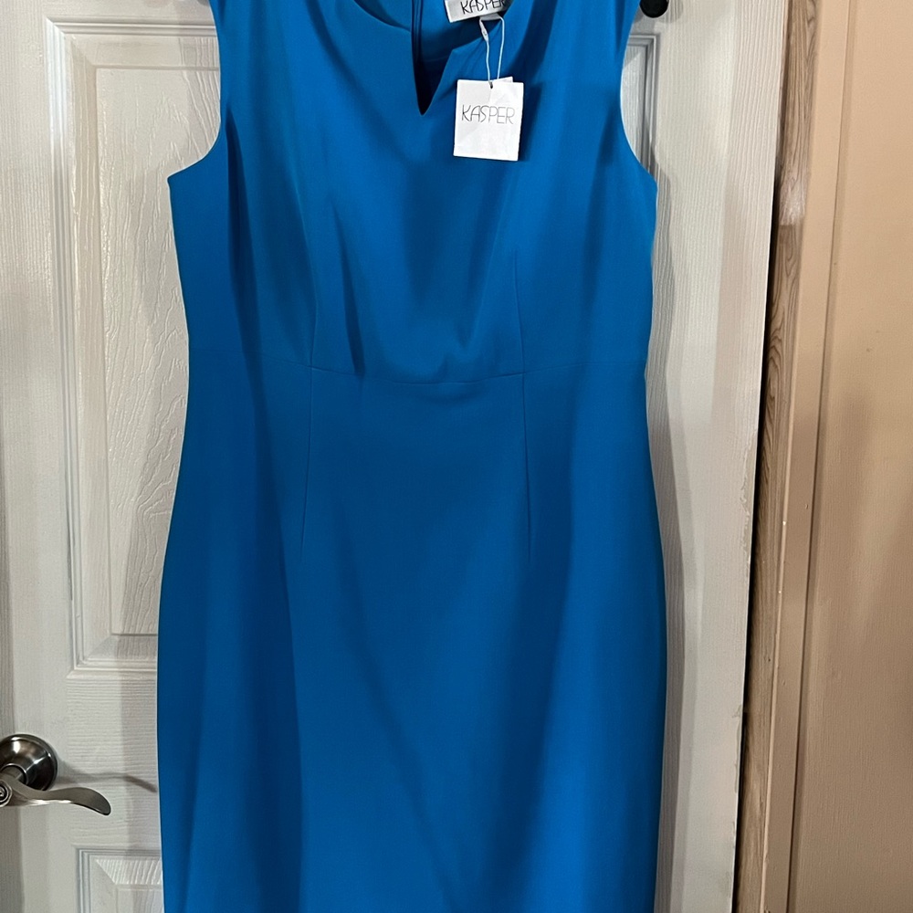 Riviera Blue Sheath Dress Sleeveless Cowl Neck Midi
